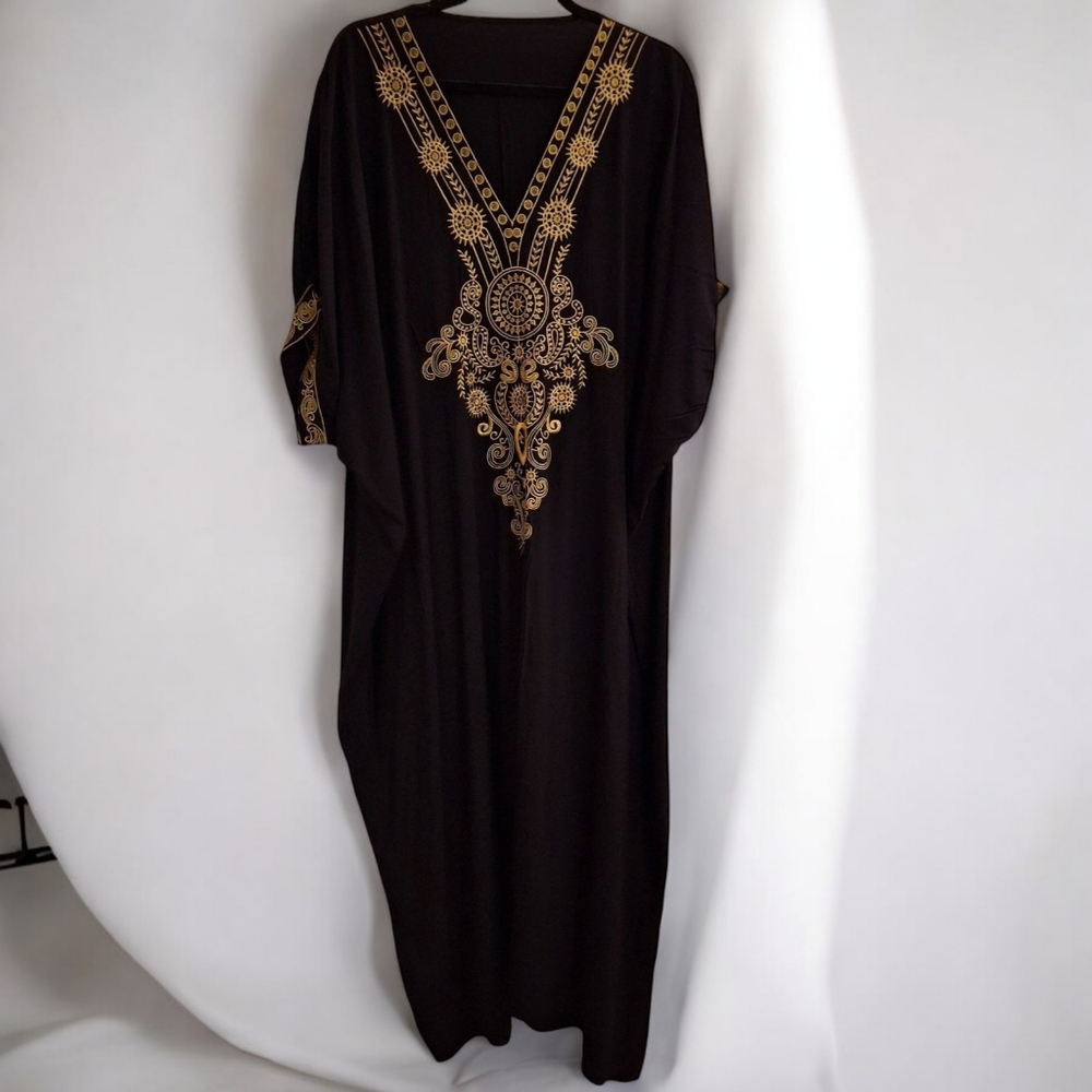 Kaftan Maxi dress New black & gold plus size